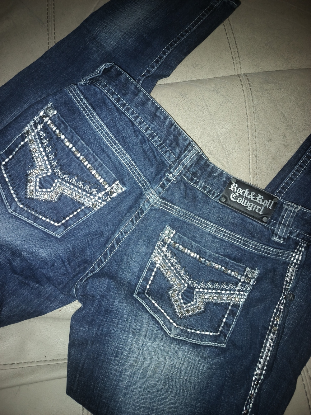 Rock & Roll Cowgirl Women's Dark Blue Embellished Jeans